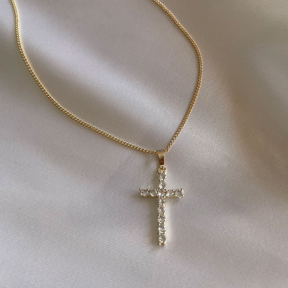 Classic Diamond Cross Necklace - Image 3