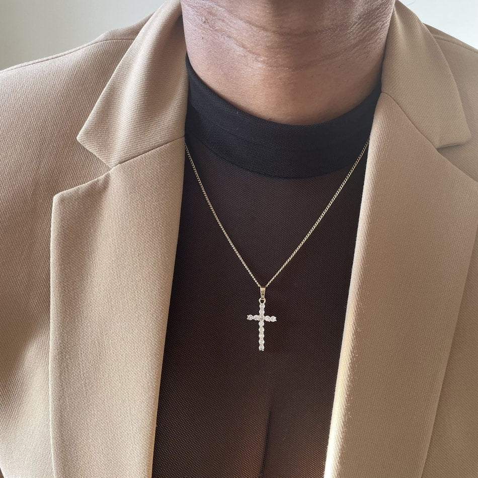 Classic Diamond Cross Necklace - Image 4